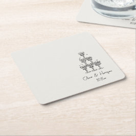 Champagner-Turm-Doodle benutzerdefinierter Name Ho Rechteckiger Pappuntersetzer