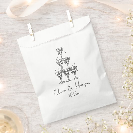 Champagner-Turm-Doodle mit individuellem Namen zur Geschenktütchen (Ausgeschnitten)