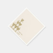 Champagner-Turm Gold handgeschriebenes Monogramm H Serviette (Ecke)