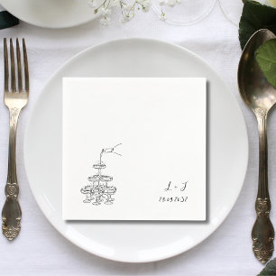 Champagner-Turm-Monogramm Individuelle Hochzeits-C Serviette
