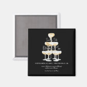 Champagner-Turm Schwarze Hochzeit Save-the-Date-Ka Magnet (Vorderseite/Rückseite)