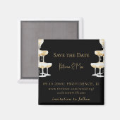 Champagner-Turm Schwarze Hochzeit Save the Date Magnet (Vorderseite/Rückseite)