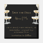 Champagner-Turm Schwarze Hochzeit Save the Date Magnet (Vorne)