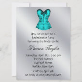 Champagner und Aquamariner Blue Corset Junggeselin Einladung (Rückseite)