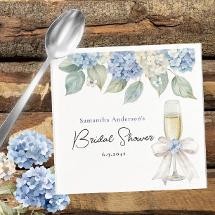 Champagner und blaue Hortensien-Brautjunggesellinn Serviette