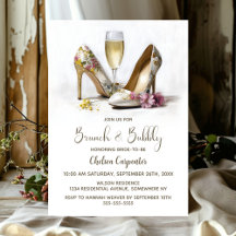 Champagner und Blumen-Schuh-Brunch und Bubbly