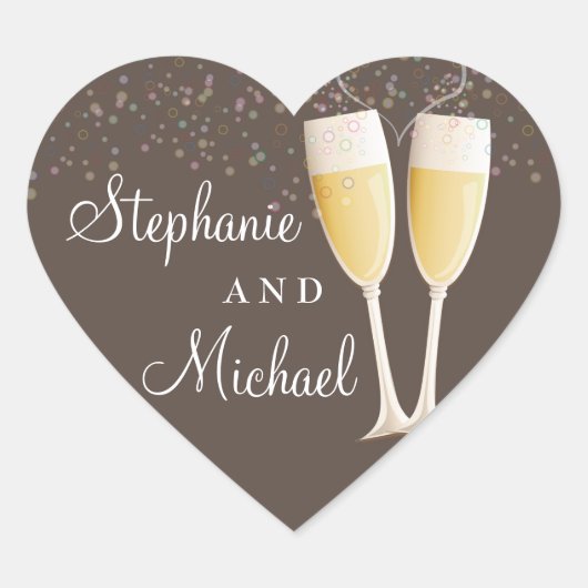 Champagner und Bubbles Celebration Couple Sticker (Vorderseite)