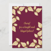 Champagner und Burgund Rose Gold Blätter Schmetter Einladung (Rückseite)