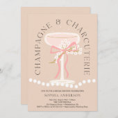 Champagner und Charcuterie-Brautparty Einladung (Vorne/Hinten)