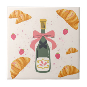  Champagner und Croissants Fliese