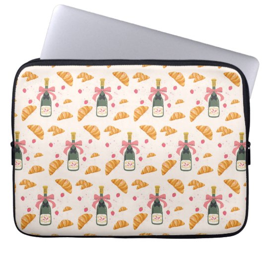 Champagner und Croissants Laptopschutzhülle (Vorderseite)