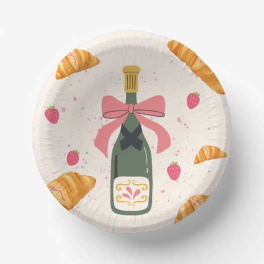 Champagner und Croissants Pappteller (Vorderseite)