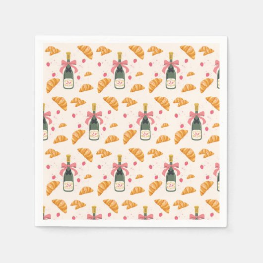 Champagner und Croissants Serviette (Vorderseite)