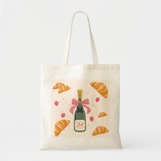Champagner und Croissants Tragetasche (Vorne)