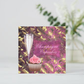 Champagner und Cupcakes Brautparty Einladung (Stehend Vorderseite)