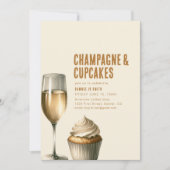 Champagner und Cupcakes Brunch Einladung (Vorderseite)