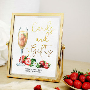Champagner und Erdbeeren Brautparty Tafelzeichen Poster