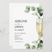 Champagner und Eukalyptus-Engagement Einladung (Vorne/Hinten)