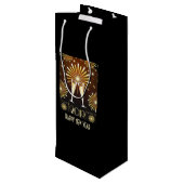 Champagner und Feuerwerk Silvester 2019 Geschenktüte Für Weinflaschen (Rückseite Schrägansicht)