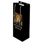 Champagner und Feuerwerk Silvester 2019 Geschenktüte Für Weinflaschen (Vorderseite Schrägansicht)