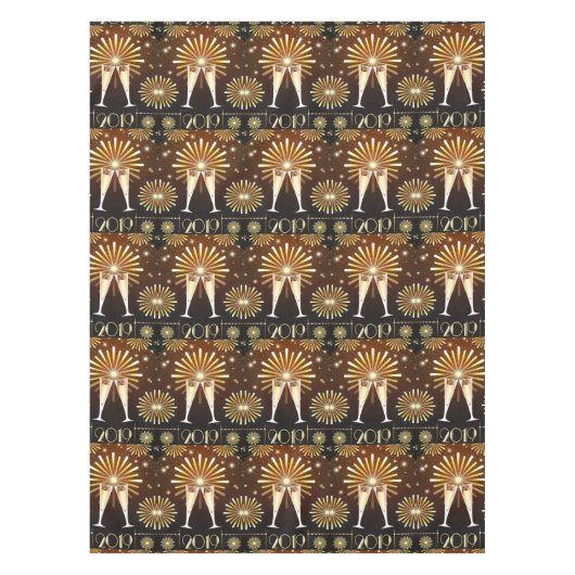 Champagner und Feuerwerk Silvester 2019 Muster Tischdecke (Vorderseite)