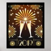 Champagner und Feuerwerk Silvester 2019 Poster (Vorne)