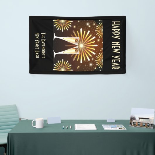 Champagner und Feuerwerk Silvester Party Banner (Messeveranstaltung)
