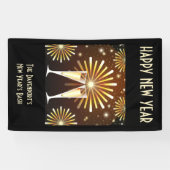 Champagner und Feuerwerk Silvester Party Banner (Horizontal)