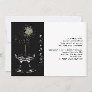Champagner und Feuerwerk Silvester Party Einladung