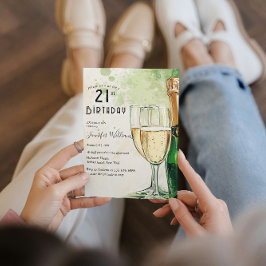 Champagner und Gläser 21. Party Einladung
