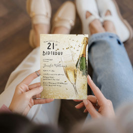 Champagner und Glass 21. Geburtstags-Party Einladung