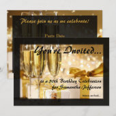 Champagner und Glitzern Golden 50. Einladungen (Vorne/Hinten)