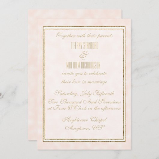 Champagner und Gold Elegante Hochzeitsreise Einladung (Vorne/Hinten)