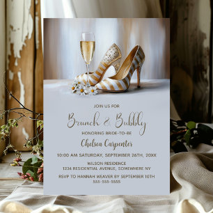 Champagner und goldene gestreifte Schuhe Brunch un Einladung