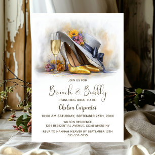 Champagner und goldene Schuhe Brunch und Bubbly Einladung