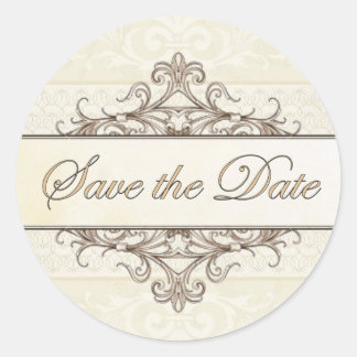 Champagner und Goldfilet Save the Date Runder Aufkleber