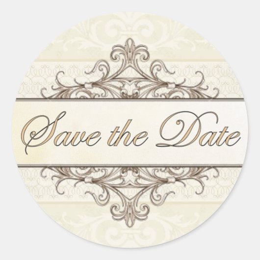 Champagner und Goldfilet Save the Date Runder Aufkleber (Vorderseite)