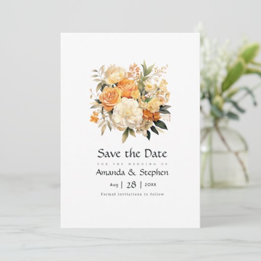 Champagner und Hochzeit von Elfenbein Save The Date (Stehend Vorderseite)