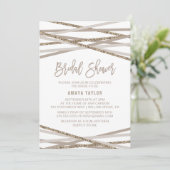 Champagner und Ivory Streamers Brautparty Einladung (Stehend Vorderseite)