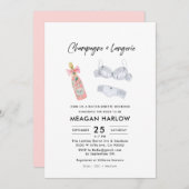 Champagner und Lingerie Bachelorette Wochenende Einladung (Vorne/Hinten)