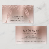 Champagner und Makeup Rose Gold Foil Glitzer Visitenkarte (Vorne/Hinten)
