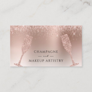 Champagner und Makeup Rose Gold Foil Glitzer Visitenkarte