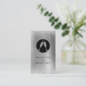 Champagner und Maniküre Glitzer Visitenkarte (Stehend Vorderseite)