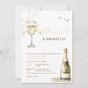 Champagner und Perlen Eleganter Brautbrunch Einladung