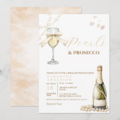 Champagner und Perlen Eleganter Brautbrunch Einladung (Vorne/Hinten)
