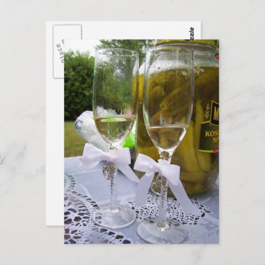 Champagner und Pickles Postkarte (Vorne/Hinten)