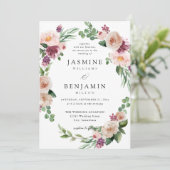 Champagner und Rosa Floral 4 Einladung (Stehend Vorderseite)