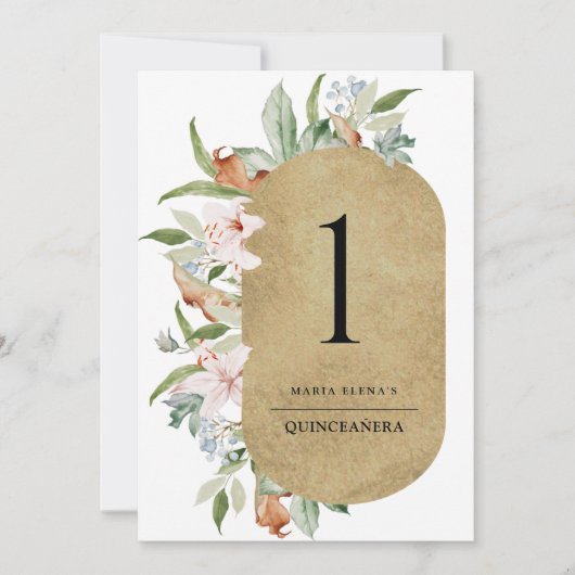 Champagner und Rose Gold Tischnummer (Vorderseite)