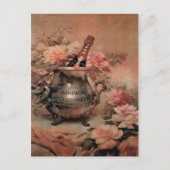 Champagner und Rose Postkarte (Vorderseite)