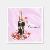 Champagner und Rose Rosa Satin Napkins Serviette (Vorderseite)